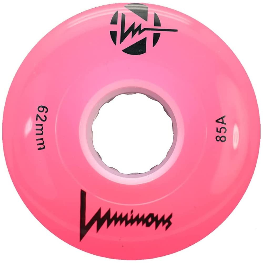 Luminous Wheels Luminous LED Quad Roller Skate Outdoor Wheels (4 Pack, Pink, 62mm x 30mm/85A)