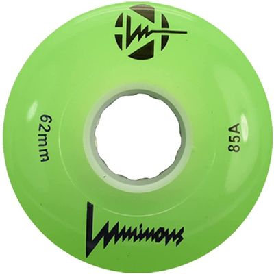 Luminous LED Quad Roller Skate Outdoor Wheels (4 Pack, Green, 62mm x 30mm/85A)