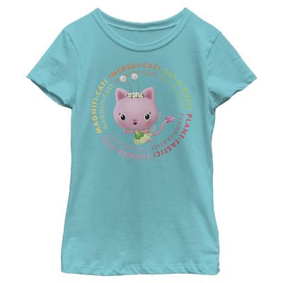 Gabby's Dollhouse Girl's Kitty Fairy Stacked T-Shirt, Tahi Blue, X-Small