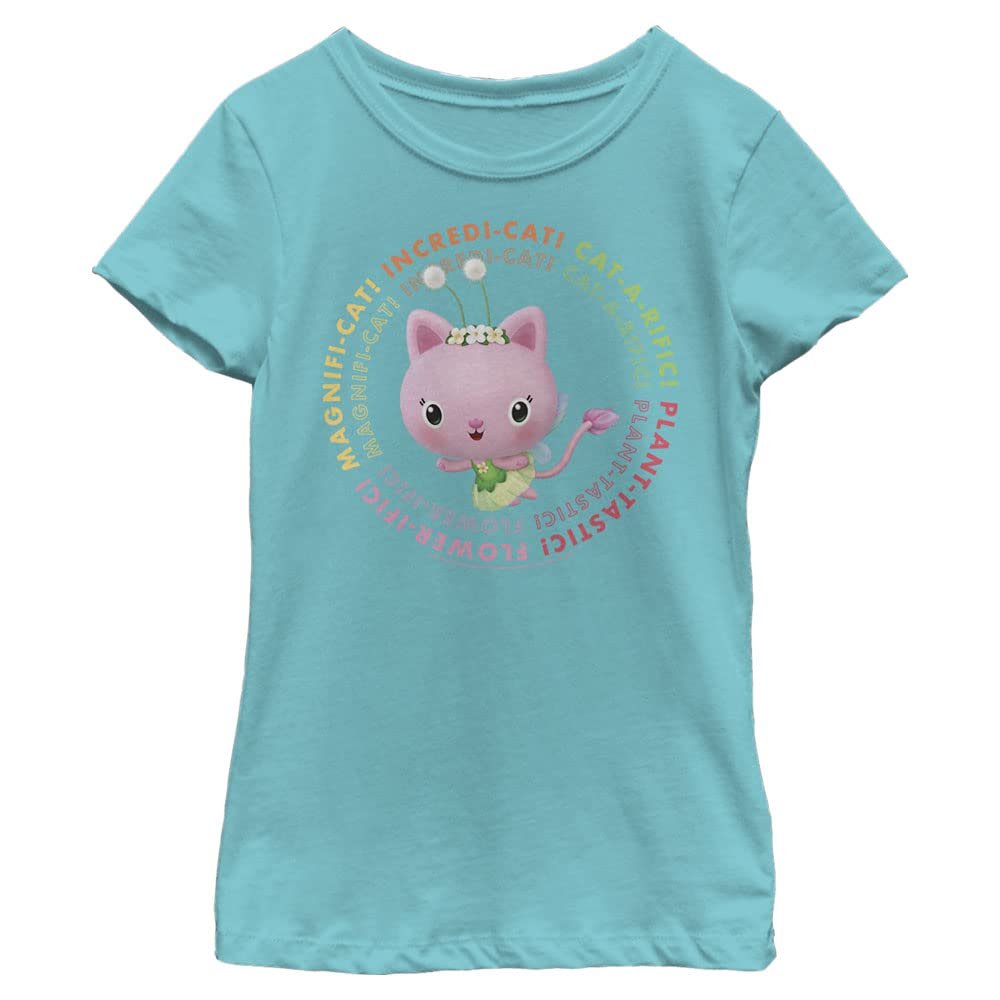 Gabby's Dollhouse Girl's Kitty Fairy Stacked T-Shirt, Tahi Blue, X-Small