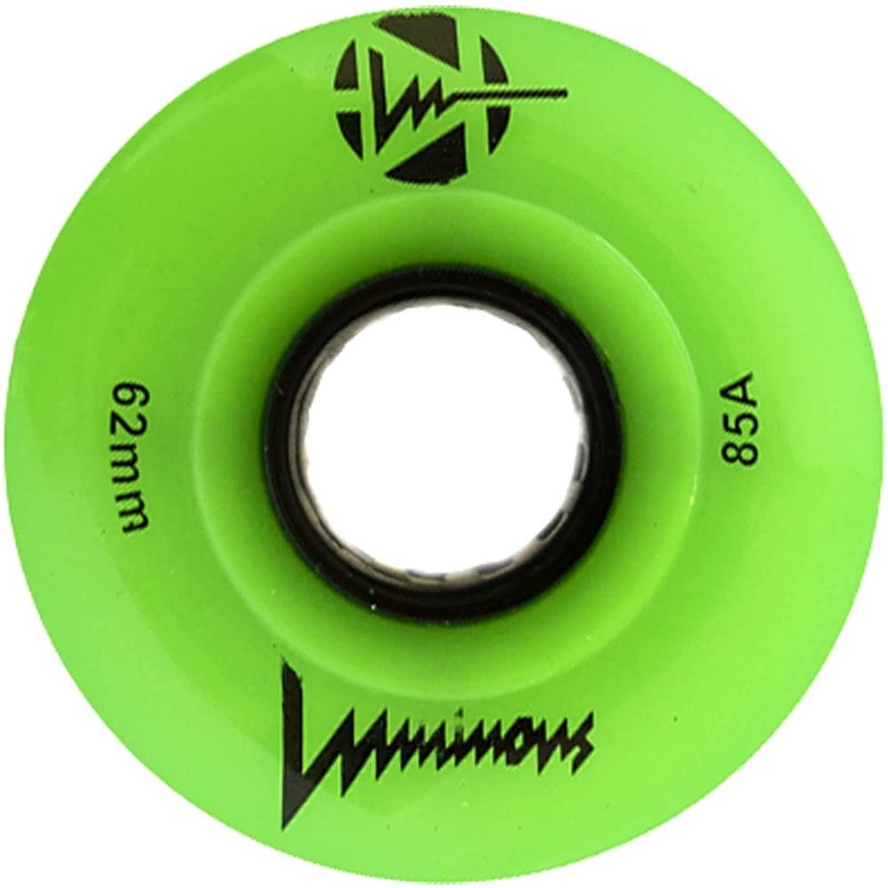 Luminous Wheels LED Quad Roller Skate Outdoor Wheels (4 Pack, Green Glow, 62mm x 30mm/85A)