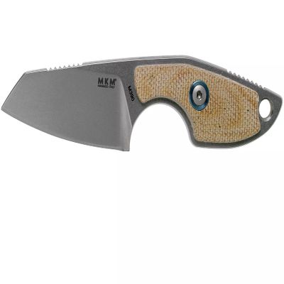 MKM Maniago Knife Makers MIKRO 2 Sheepsfoot Fixed Blade Neck Knife and EDC Tool - M390 Super Steel, Full Tang, Designed by Jesper Voxnaes, Made in Italy (Natural Micarta)
