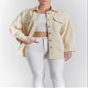 [BLANKNYC] Womens Luxury Clothing Long Sleeve Denim Jacket Shacket with Button Closure, Comfortable & Stylish, Butter, Large view 2