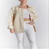 [BLANKNYC] Womens Luxury Clothing Long Sleeve Denim Jacket Shacket with Button Closure, Comfortable & Stylish, Butter, Large view 4