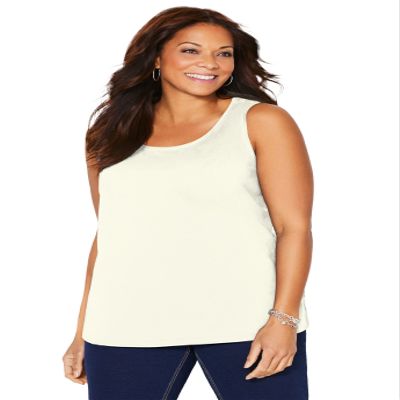 Catherines Women's Plus Size Suprema Tank - 6X, Ivory