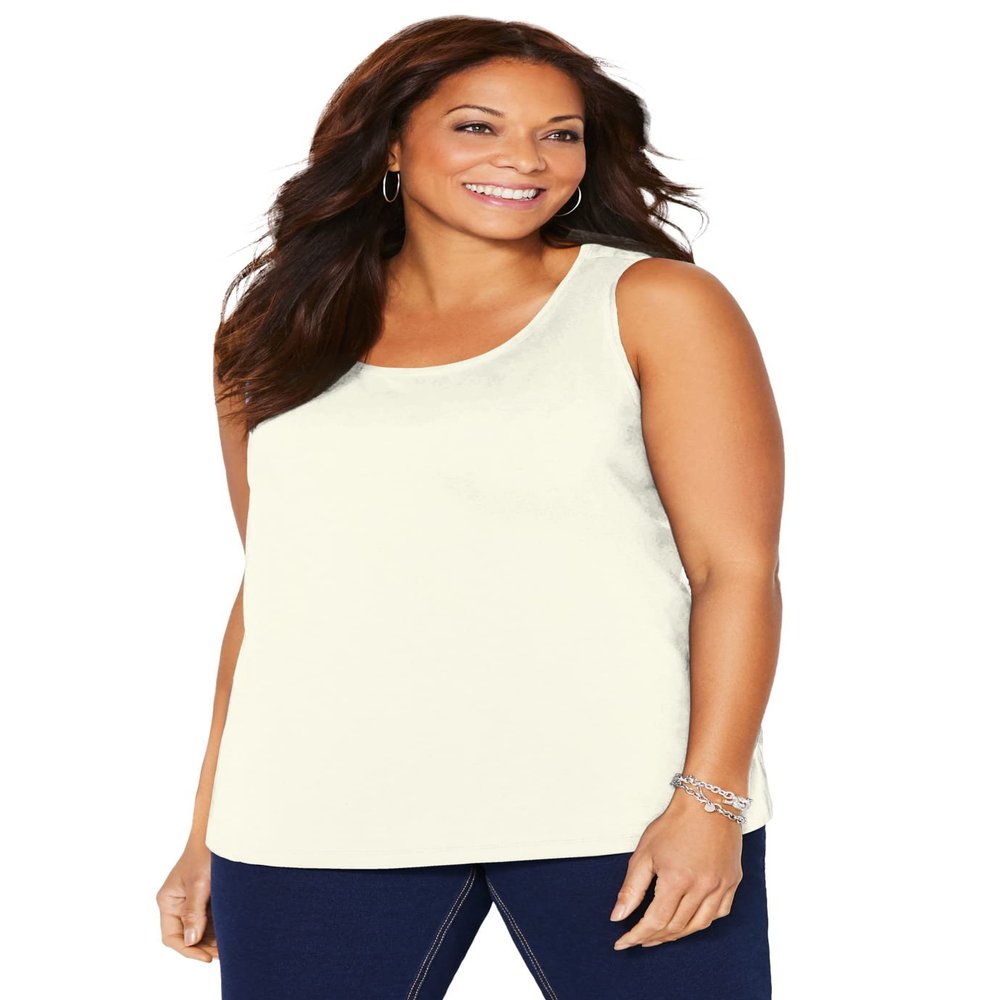 Catherines Women's Plus Size Suprema Tank - 6X, Ivory