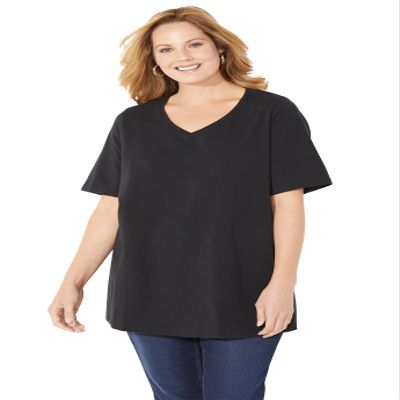 Catherines Women's Plus Size Suprema Ultra-Soft Scoopneck Tee - 4X, Black Medallion