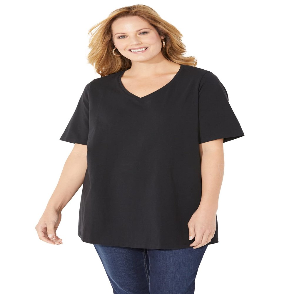 Catherines Women's Plus Size Suprema Ultra-Soft Scoopneck Tee - 4X, Black Medallion