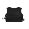 Milumia Girl's Ruched Knot Side Dance Tops Round Neck Sleeveless Solid Crop Tank Top Black 12 Years view 1