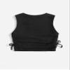 Milumia Girl's Ruched Knot Side Dance Tops Round Neck Sleeveless Solid Crop Tank Top Black 12 Years view 2