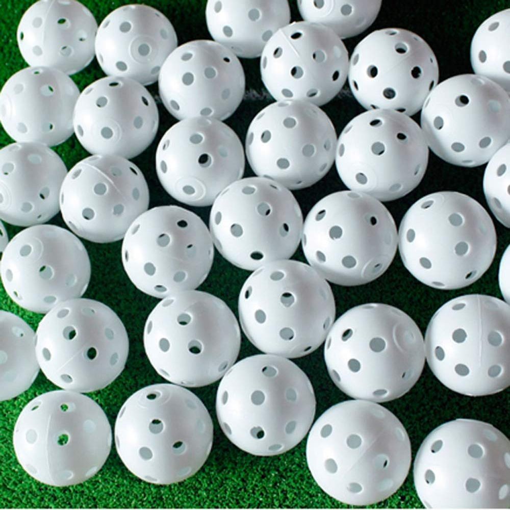 Adwikoso 100pcs 42mm Plastic Golf Balls for Indoor Outdoor Training with 2 Golf Ball Tees