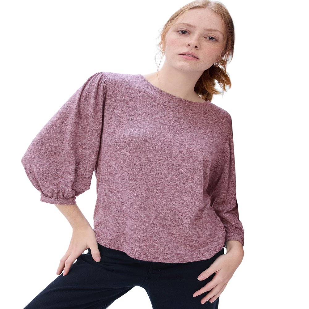 GAP Womens Supersoft Volume Sleeve Knit Shirt, Ruby Wine, X-Small US