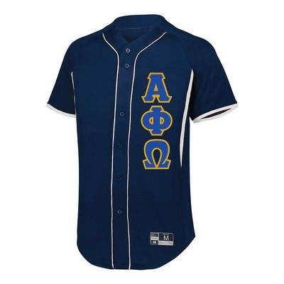 Alpha Phi Omega Lettered Baseball Jersey Large Navy/White