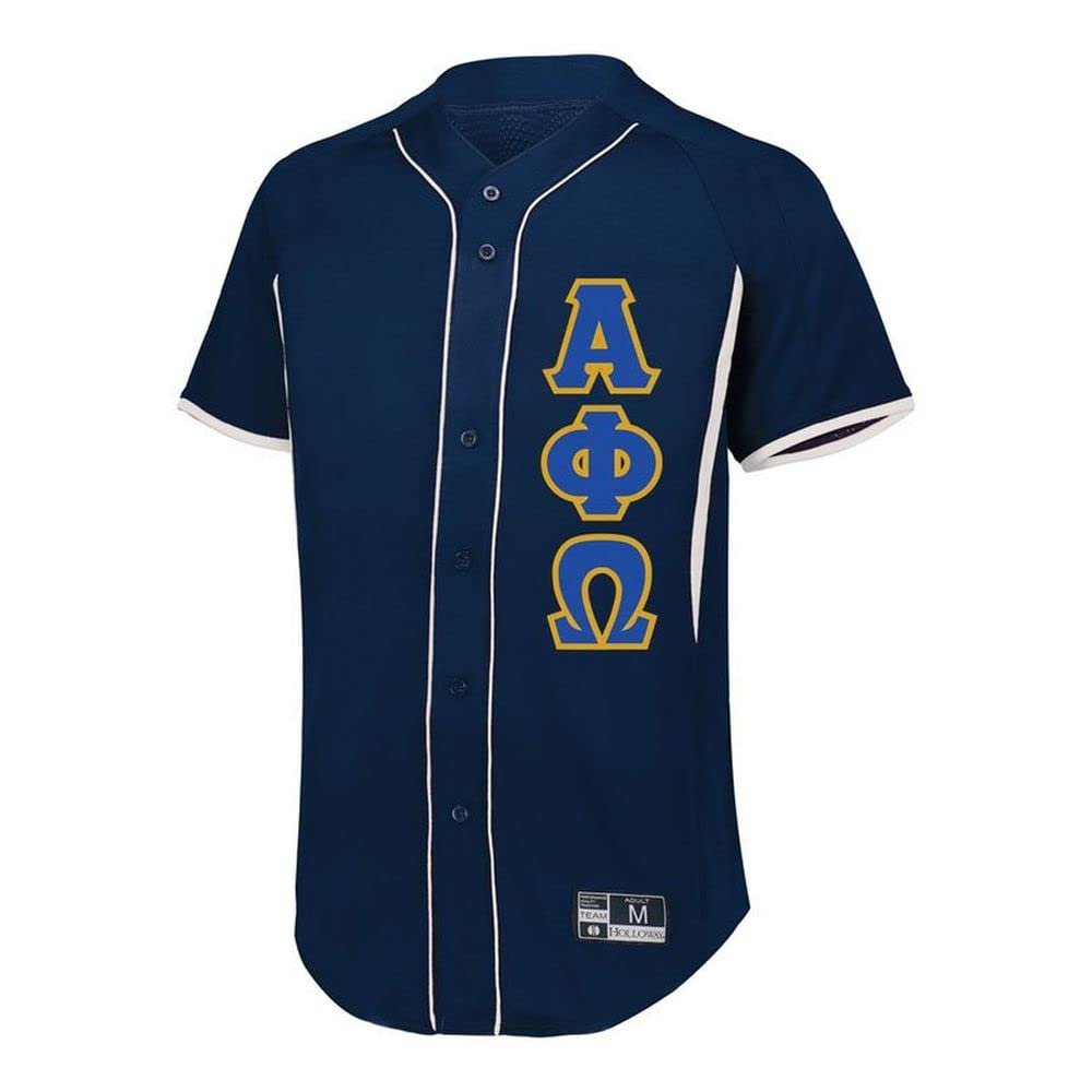 Alpha Phi Omega Lettered Baseball Jersey Large Navy/White