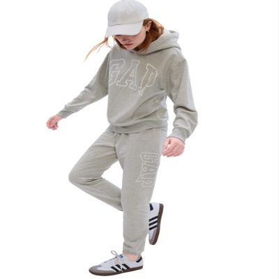 GAP Womens Oversized Logo Fleece Joggers Light Heather Grey XXL