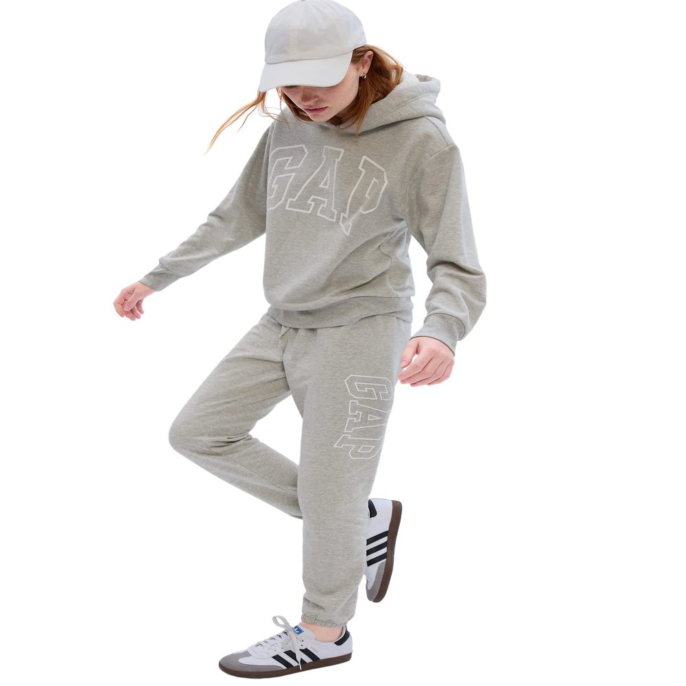 GAP Womens Oversized Logo Fleece Joggers Light Heather Grey XXL