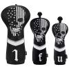 caiobob mytag Golf Skull Skeleton Head Cover Golf Club Black Leather Headcovers Set Fits Driver Fairway Wood Hybrid (One Set of 1, F, H) view 1