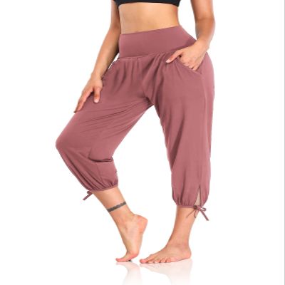 DIBAOLONG Womens Yoga Pants Capri Loose Workout Sweatpants Comfy Lounge Joggers with Pockets Cameo S