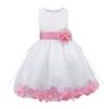 Nikiikoo Kids Girls Wedding Party Rose Bowknot Petals Flower Girl Dress Princess Pageant Bridesmaid Ball Gown Pink 4 Years view 1