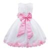Nikiikoo Kids Girls Wedding Party Rose Bowknot Petals Flower Girl Dress Princess Pageant Bridesmaid Ball Gown Pink 4 Years view 2