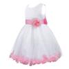 Nikiikoo Kids Girls Wedding Party Rose Bowknot Petals Flower Girl Dress Princess Pageant Bridesmaid Ball Gown Pink 4 Years view 3