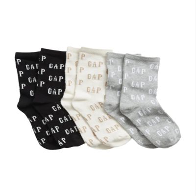 GAP Boys Crew Socks, Multi-Pack Kids Socks, Soft & Stretchy, Comfortable, Multi Logo, Medium