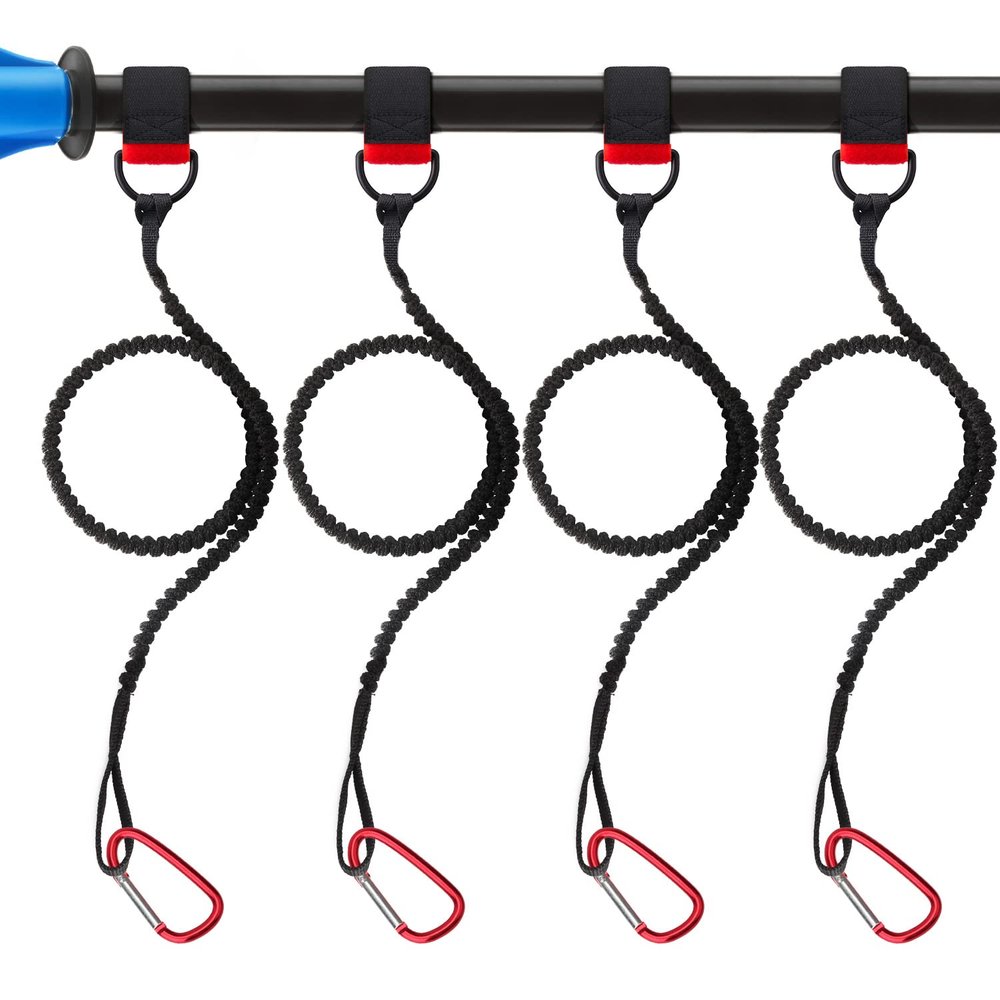 Boncas Paddle Leash Stretchable Kayak Paddle Coiled Leash for Kayak and SUP Paddles, Fishing Poles Rods 4 Pack