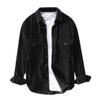 Men's Corduroy Jacket Button Down Casual Long Sleeve Western Snap Shirts Relaxed Fit Solid Color Pockets Blouses Black view 1