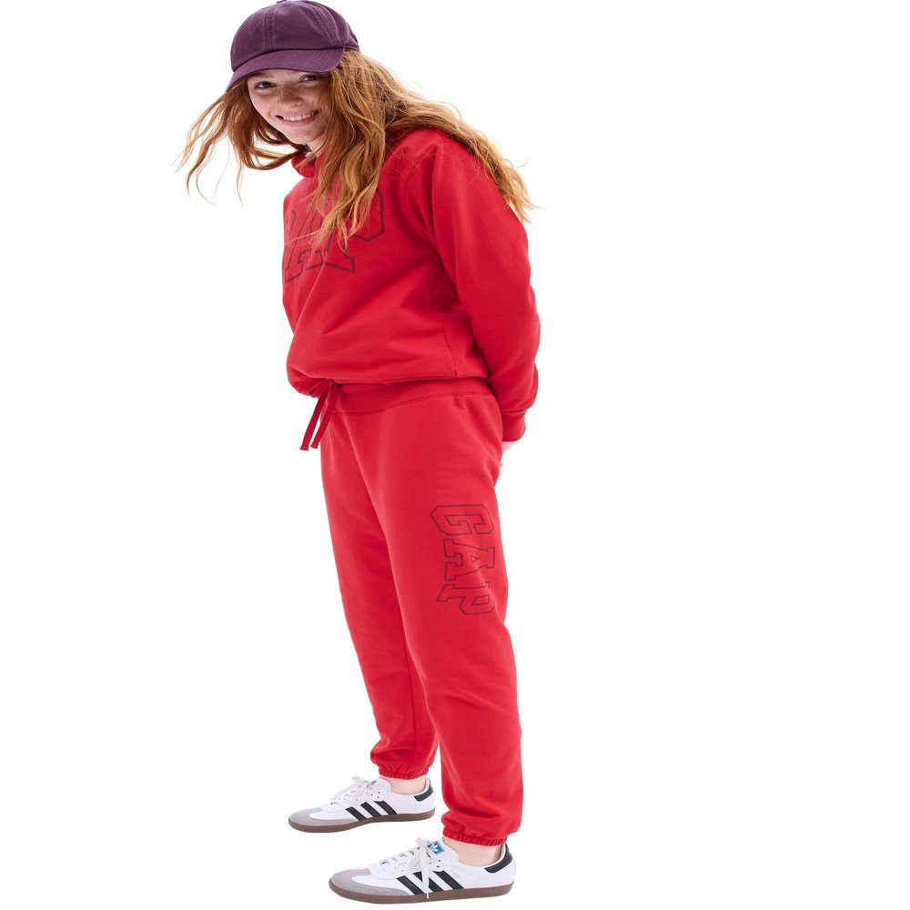 GAP Womens Oversized Logo Fleece Joggers Modern RED XXL