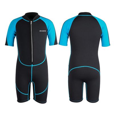 Seaskin Kids Wetsuit for Boys Toddlers, 2mm Front Zipper Shorty Wetsuits, Neoprene Thermal Swimsuits for Diving Surfing Swim Lessons Size 16