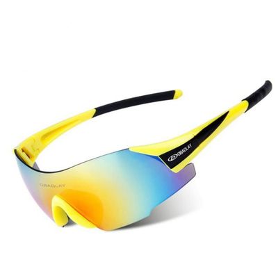 Aiwhlmn Cycling Glasses UV400 Outdoor Sports Eyewear Fashion Frameless Bike Bicycle Sunglasses MTB Goggles Riding Equipment (Yellow Black)