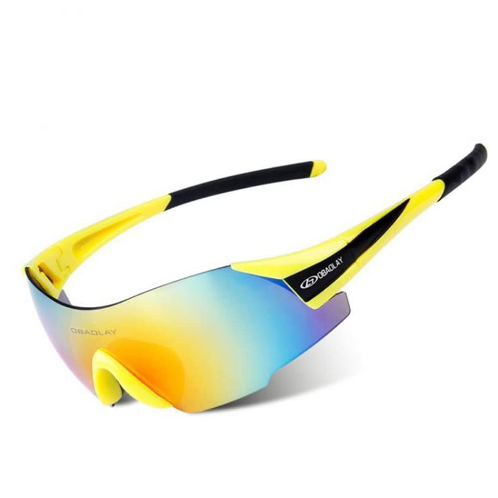 Aiwhlmn Cycling Glasses UV400 Outdoor Sports Eyewear Fashion Frameless Bike Bicycle Sunglasses MTB Goggles Riding Equipment (Yellow Black)