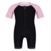 winying Kids Boys Girls One Piece Short Sleeves Front Zip Wetsuit Shorty UV Protection Swimsuit Pink&Black A 10-12 Years view 1