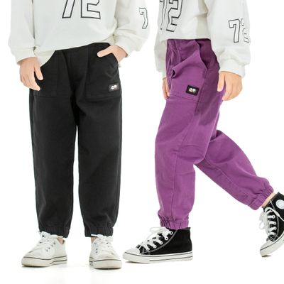 MINI PANDA Toddler PantsLittle Girls Pants 2T-6TLittle Boys Stretch Fabric Pants 2-Pack (2T, Black,Purple)