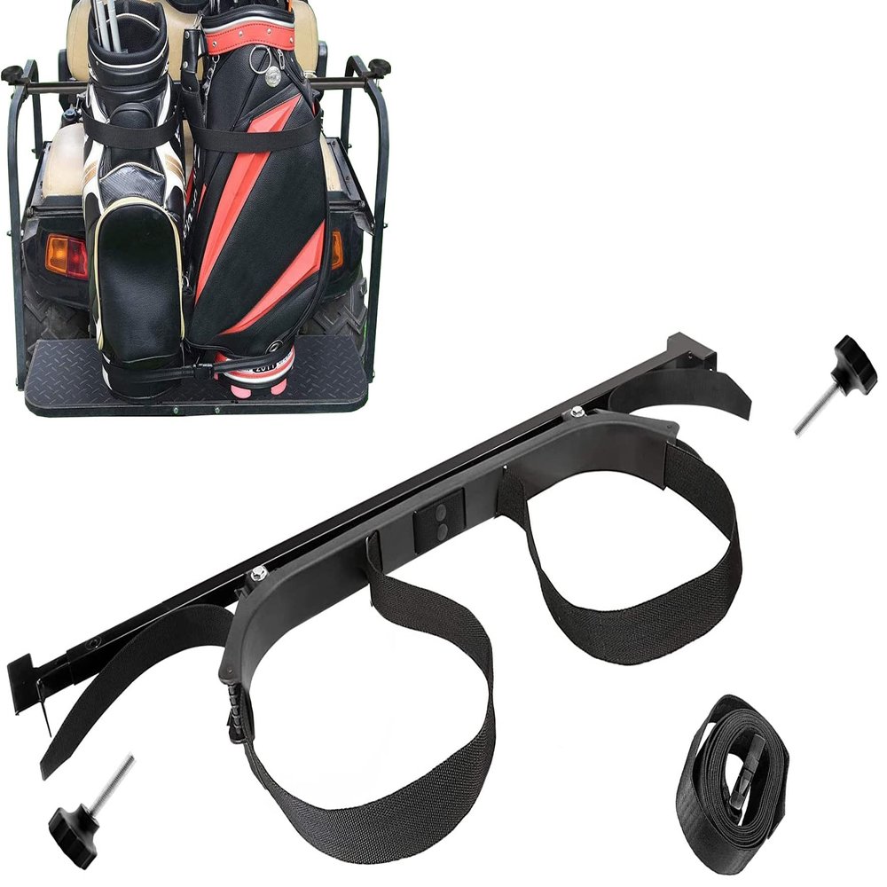 Dr.Acces Golf Cart Bag Holder Bracket Attachment Fits EZGO Club Car Yamaha Rear Seat Golf Bag | No Drilling Required Length Adjustable
