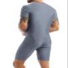 Zaldita Men's Athletic Supporters Zipper Bodysuit Short Sleeve Jumpsuit Wrestling Singlet Leotard Gray Medium view 3