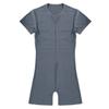 Zaldita Men's Athletic Supporters Zipper Bodysuit Short Sleeve Jumpsuit Wrestling Singlet Leotard Gray Medium view 4