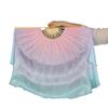Silk Belly Dance Fan Veil Two Layers Short Fan Bamboo Dream Color Light Gradient Light Gradient for Chinese Folk Dance 36cm 40cm 2pcs Right Hand view 4
