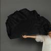 Full Black Real Silk Bamboo Fan Veil Tide (1l+1r) Belly Dance Women Half Moon Circle Fan Double Layer Light Weight 41cm 86cm 36cm 40cm 1pcs Right 1pcs Left view 4