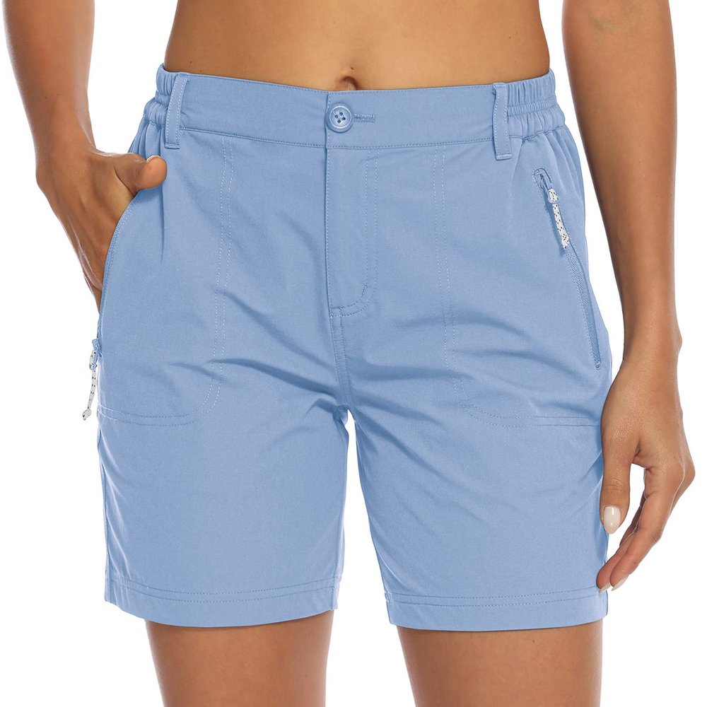 BASUDAM Women's Hiking Shorts Quick Dry Stretch Water Resistant Lightweight Outdoor Zipper Pockets Purple Sage XS