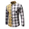 Mens Plaid Shirt Button Down Casual Regular Fit Long Sleeve Dress Shirts Contrast Color Western Stylish Blouses White view 1