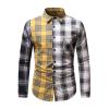 Mens Plaid Shirt Button Down Casual Regular Fit Long Sleeve Dress Shirts Contrast Color Western Stylish Blouses White view 2