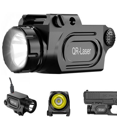 QR-Laser 1200 Lumens Tactical Weapon Mount Light for Handgun with Picatinny Rail, Premium LED Flashlight Type-C Rechargeable with Strobe Function for Pistol Handgun Glock Rifles