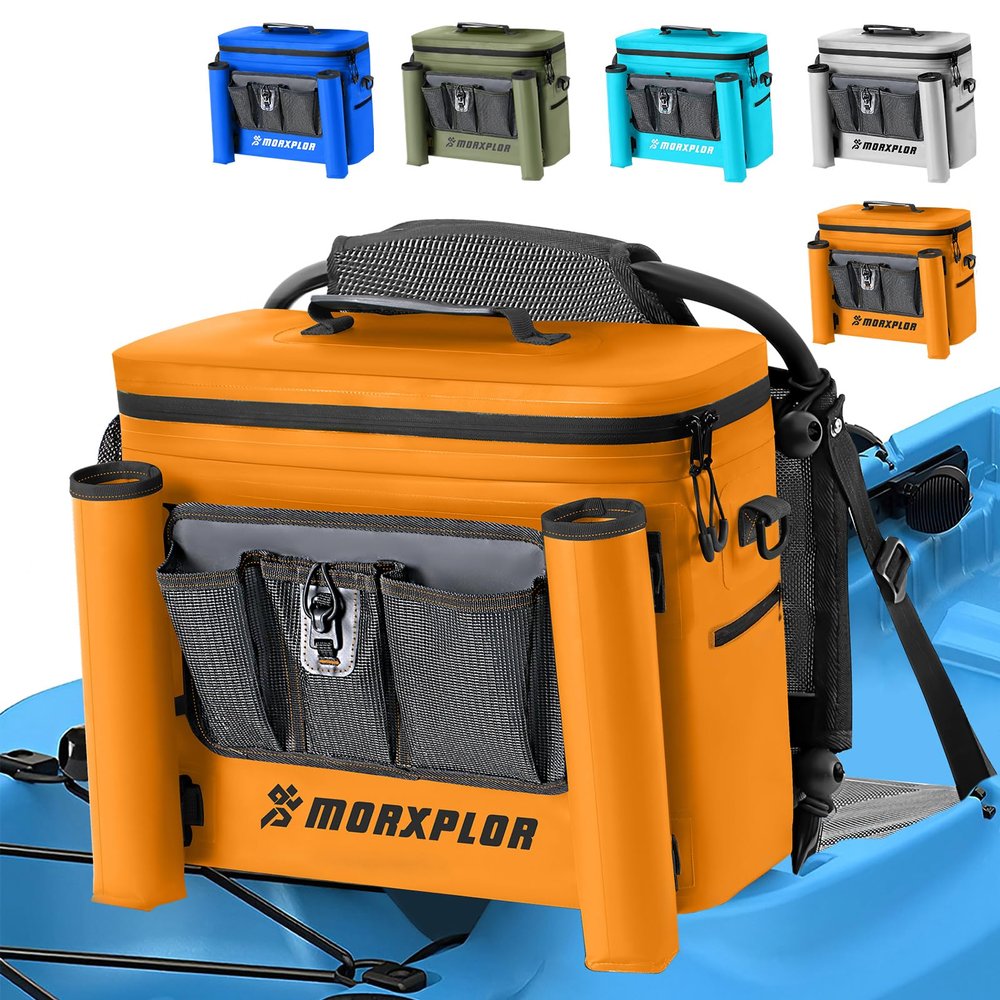 MORXPLOR Kayak Cooler, Waterproof Kayak Seat Back Cooler, 12L, Orange, Perfect for Kayaking, Picnic, Beach, Camping, Parties, Lunch Bag