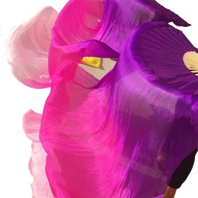 1.5m X 0.9m Light Belly Dance Fan Silk Veil Pastel Color Long Bamboo Fan China Yangko Stage Party 120cm-Girl Size