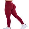 AUROLA Workout Leggings for Women Seamless Scrunch Tights Tummy Control Gym Fitness Girl Sport Active Yoga Pants (M, Deep Red) view 2