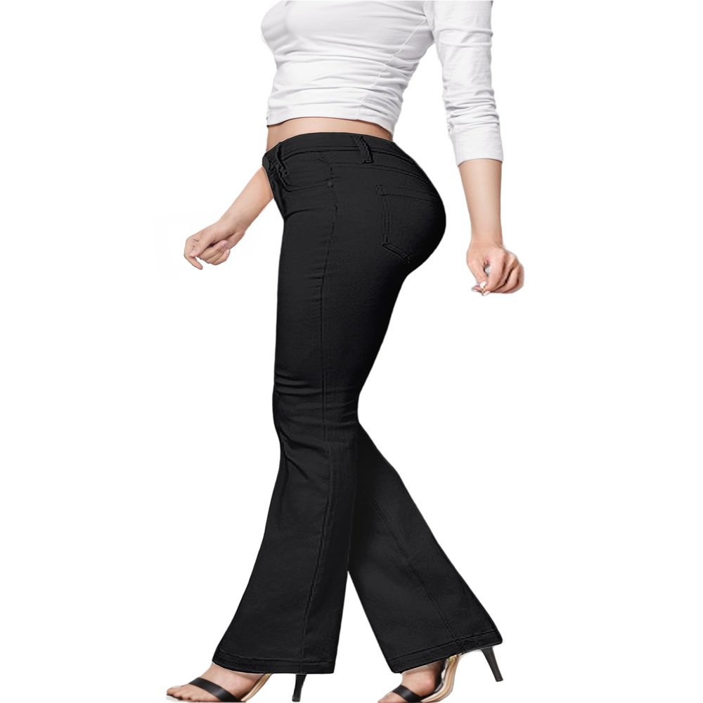 Hybrid & Company Womens Hyper Ultra Stretch Comfy Boot Cut Leg Flare Work Casual Pants P44879BL Black L