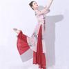 Classical Dance Dress Gauze Folk Dance Clothing Blouse Cheongsam Dance Practice Tops Double Sided Half Sleeve Pink Set XXL view 1