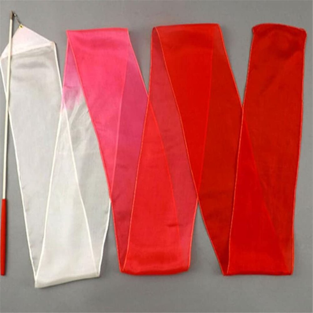 300cm Silk Streamer Rainbow Rhythmic Gymnastics Praise Ribbon Dancing Ribbon Kids (Fiberglass Rod Included) 300cm by 10cm