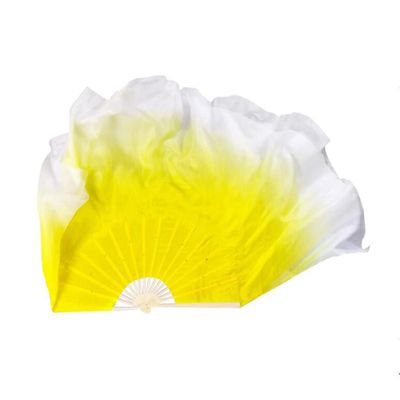 Mixed Color Belly Dance Belly Dance Props Silk Fan Veil Stage Performance Chinese Yellow White Gradient Silk Fan 31cm 25cm 1pcs Right 1pcs Left